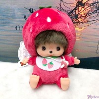 201198 Monchhichi Baby Bebichhichi Bean Bag Sitting Plush Strawberry ~ RARE 201198 Monchhichi Baby Bebichhichi Bean Bag Sitting Plush Strawberry ~ RARE