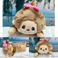 35781 Monchhichi Zipper Plushy Stationery Case Big Head Girl 35781 Monchhichi Zipper Plushy Stationery Case Big Head Girl