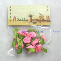 DIY Craft 2cm Ribbon Flower Pink + Leaf (10pcs) NDA074PNK 