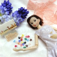 NDB004CRM Doll Dress DIY Crafts Tiny Button Heart 6.5mm Cream