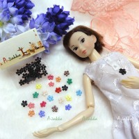 NDB008BLK Doll Dress DIY Sewing Tiny Button Flower 6.5mm Black