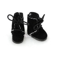 Middie B 2.2cm Doll Shoes Flocked Boots Black SBB008BLK 