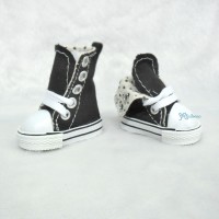 SHU059BLK Yo-SD BJD Doll Shoes Denim Folded Boots Black SHU059BLK Yo-SD BJD Doll Shoes Denim Folded Boots Black